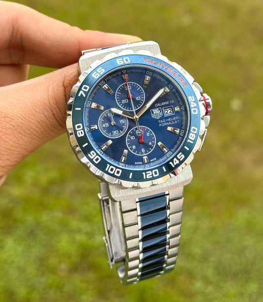 Silver Blue Chronograph Watch