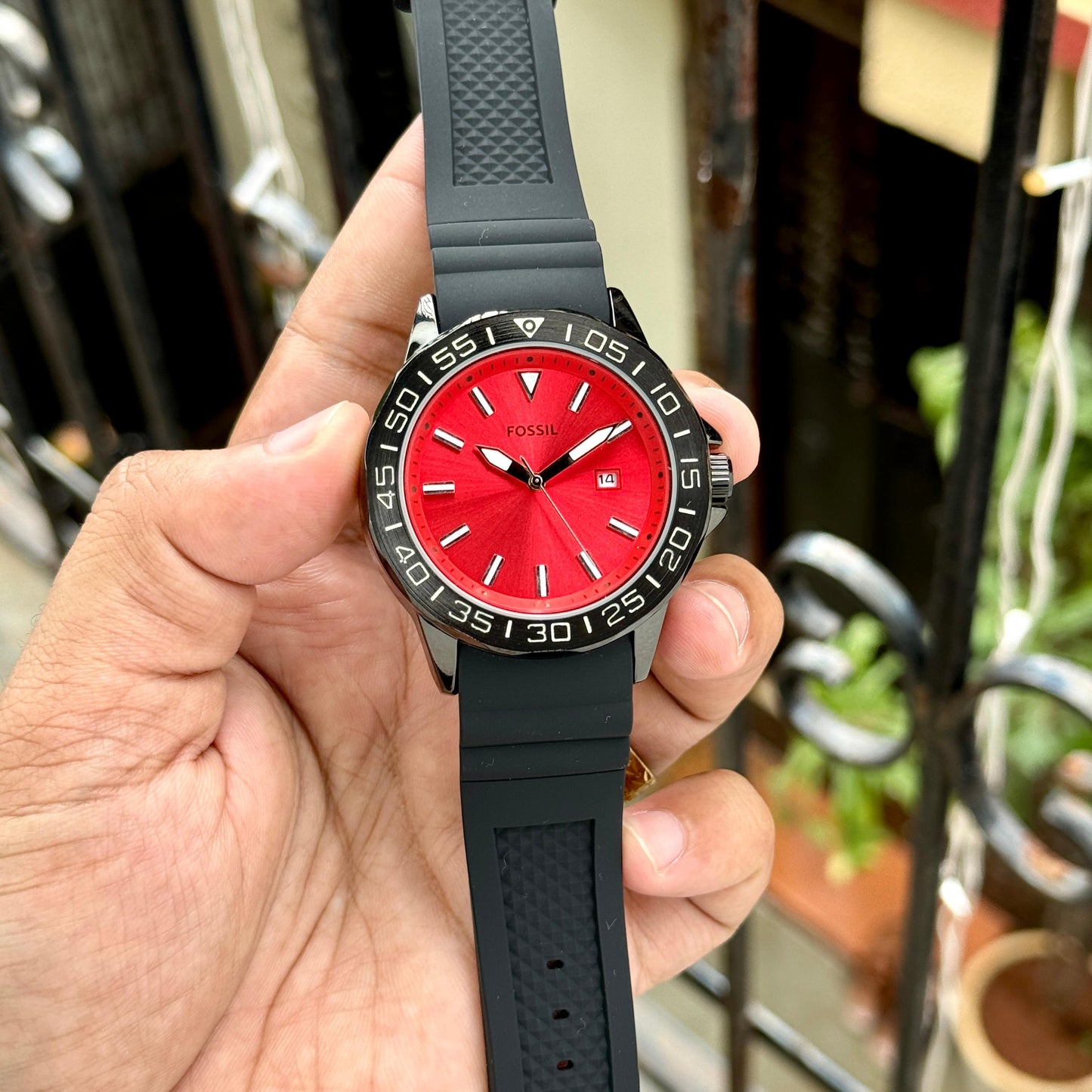 Black Red Fiber Watch