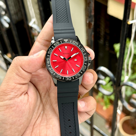 Black Red Fiber Watch