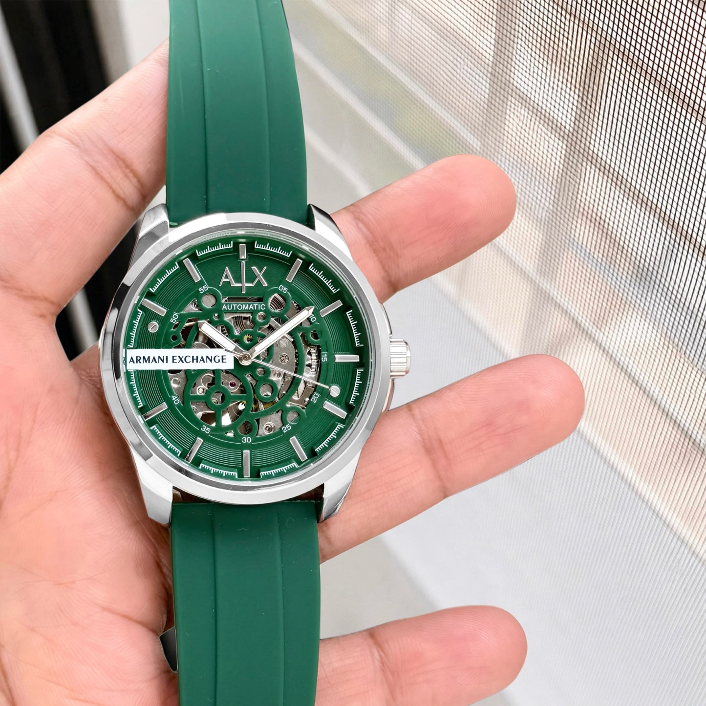 Silver Green Automatic Watch