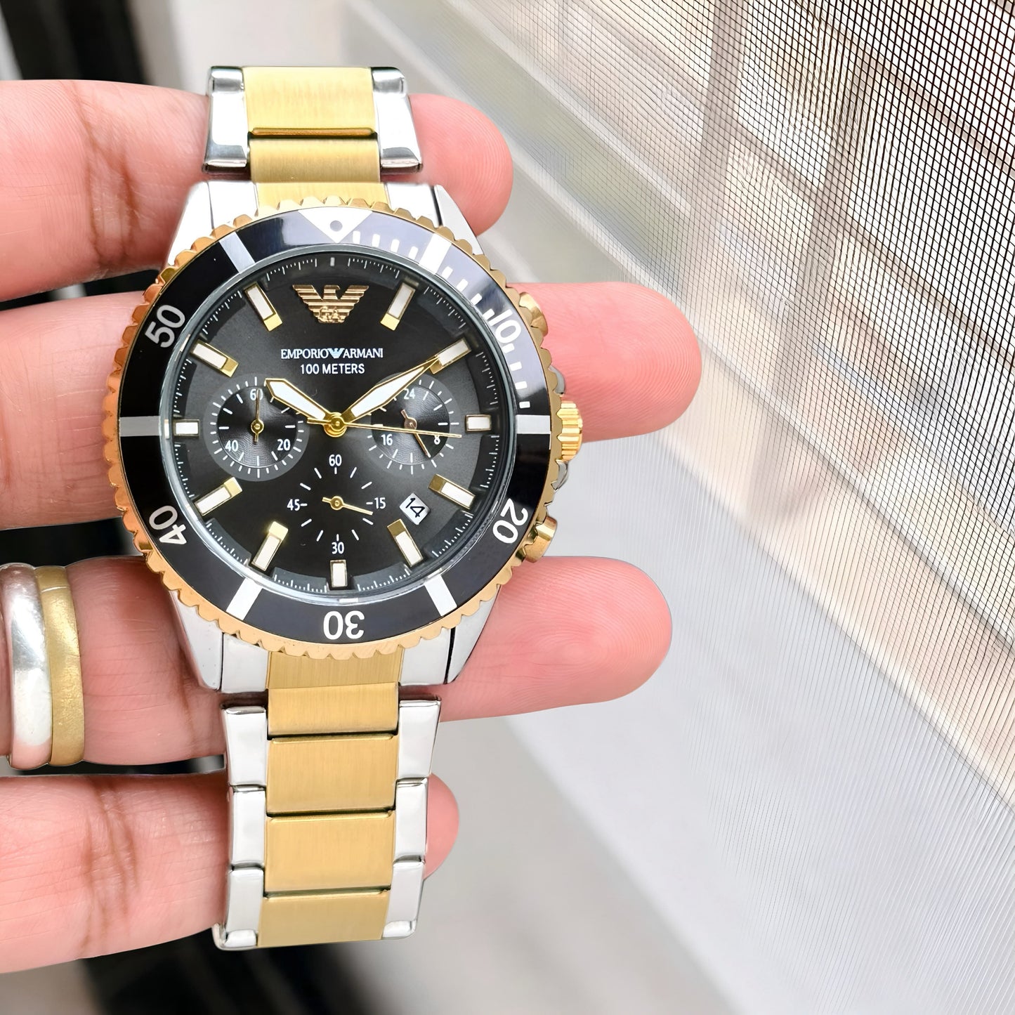 Silver Gold Black Chronograph Watch