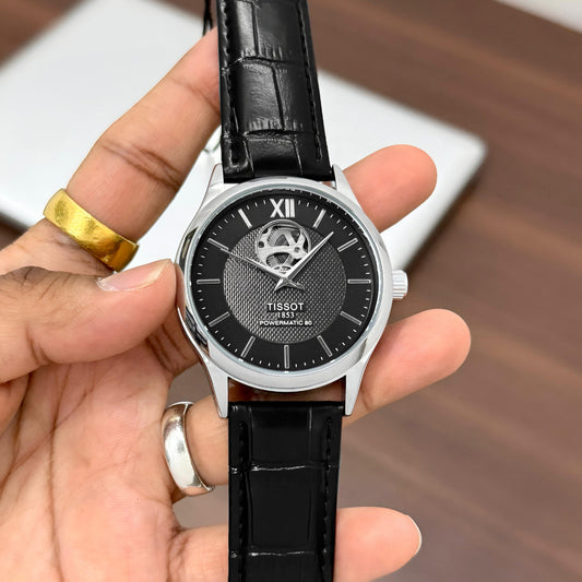 Full Black Automatic Leather Watch