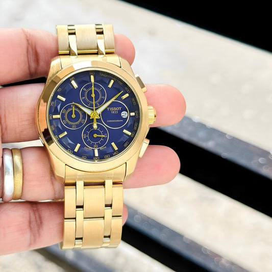 Gold Blue Chronograph Watch