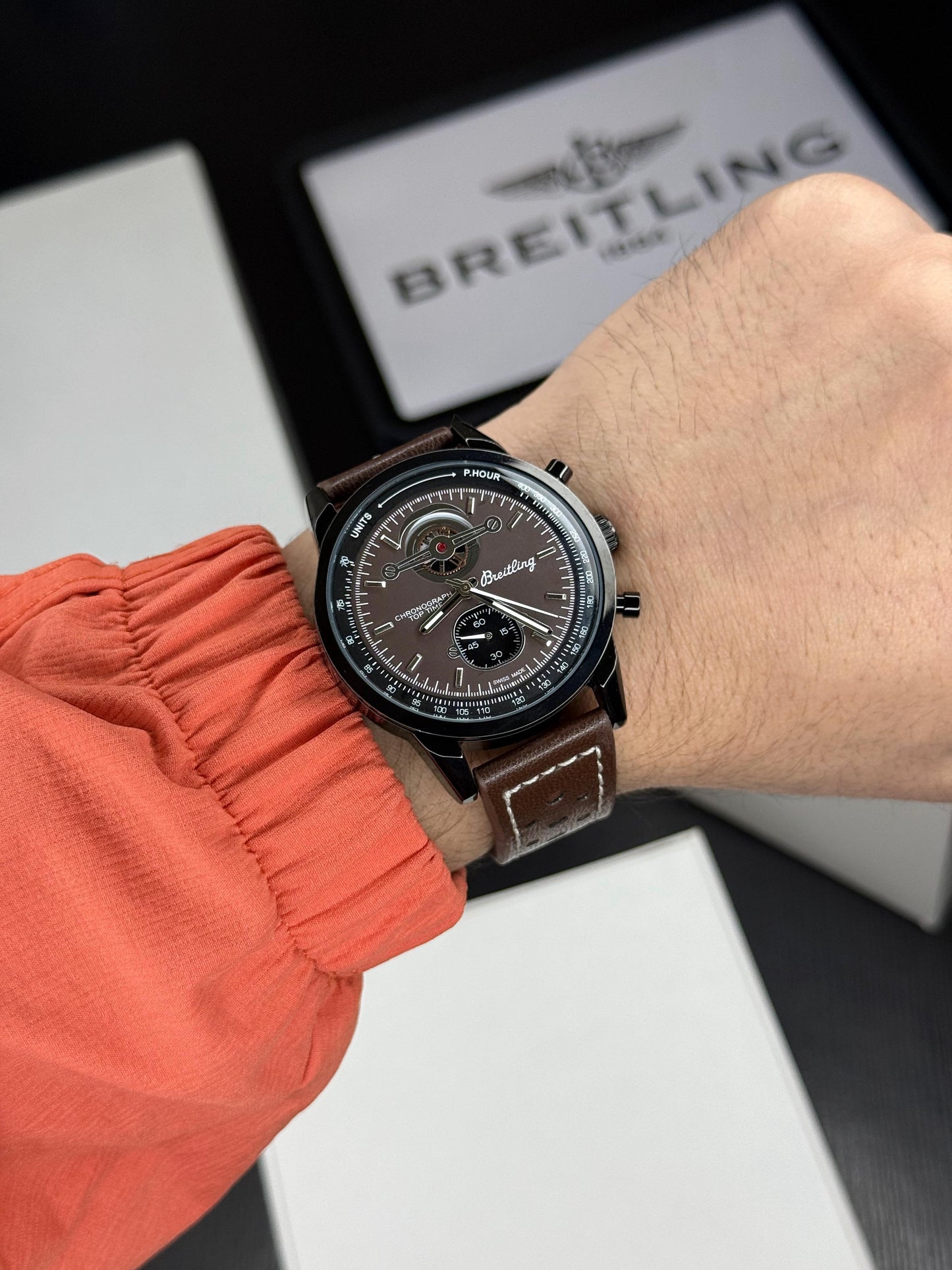 Brown Black Chronograph Watch