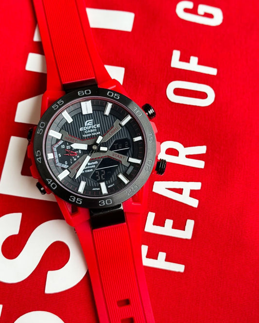 Red Black Chronograph Watch