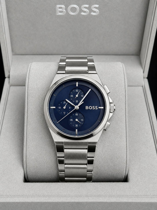Silver Blue Metal Watch