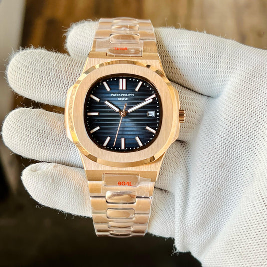 Rose Gold Blue Automatic Watch