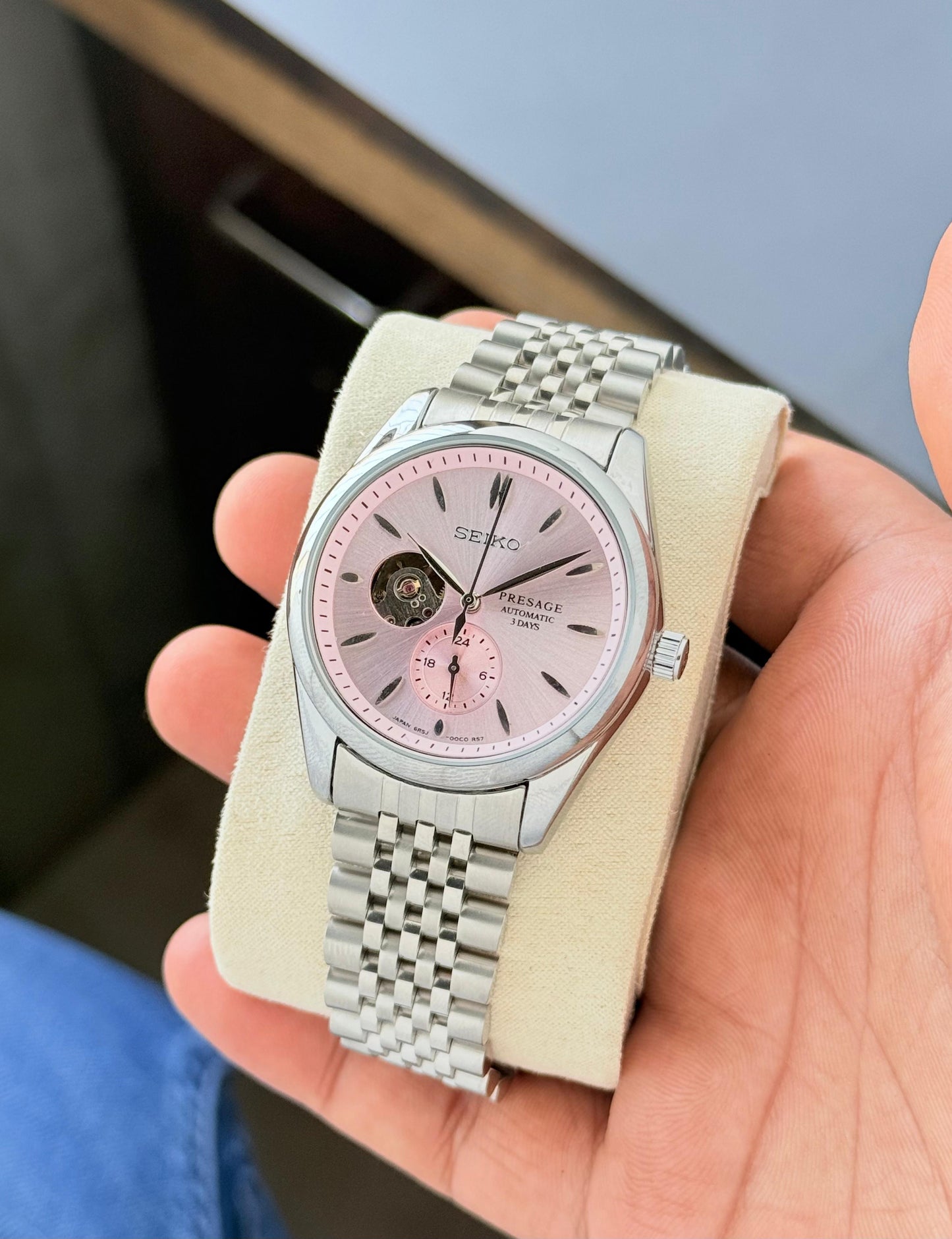 Silver Pink Automatic Watch
