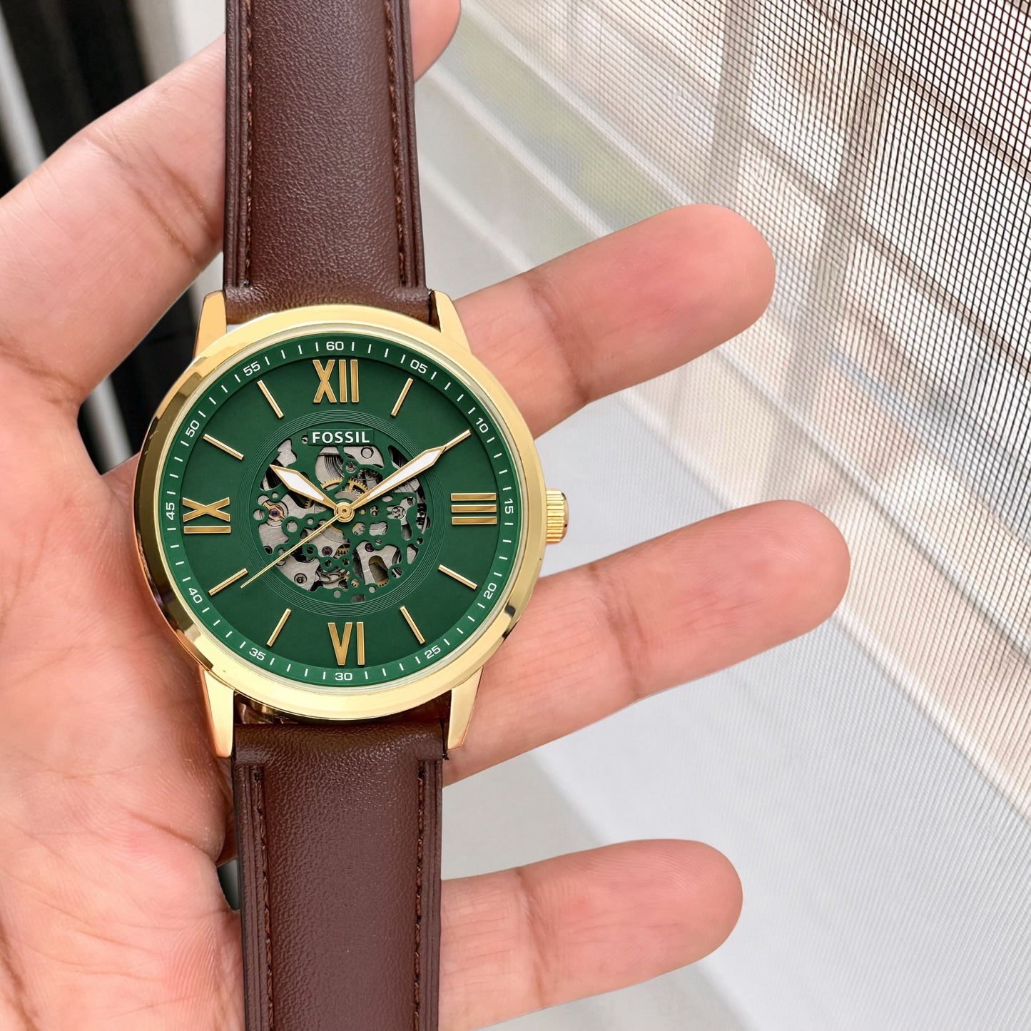 Brown Gold Green Automatic Watch