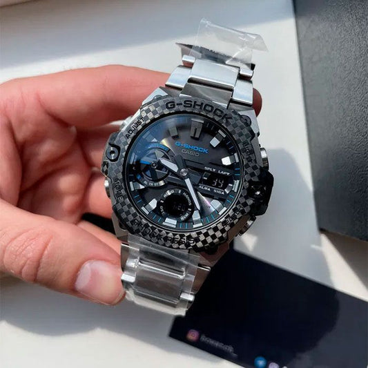 Silver Black Analog & Digital Watch