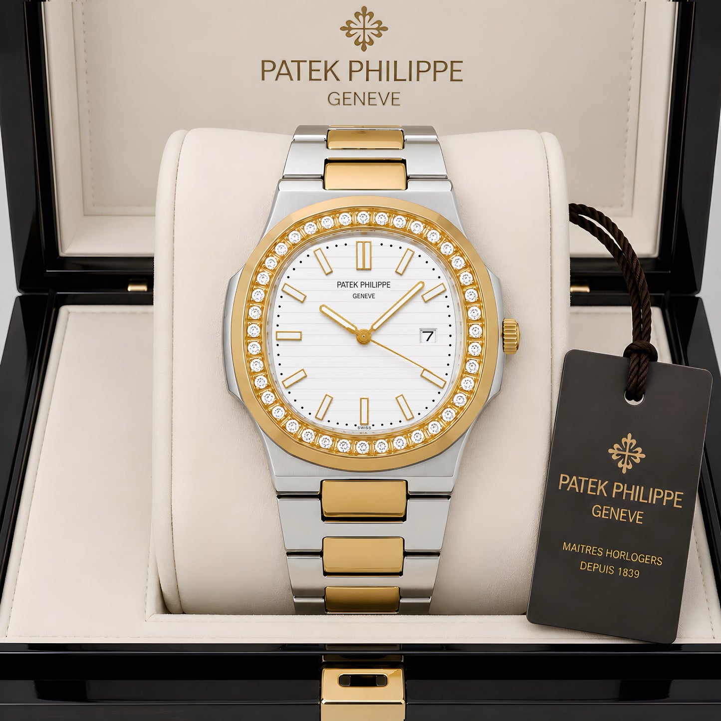 Silver Gold Diamond Watch