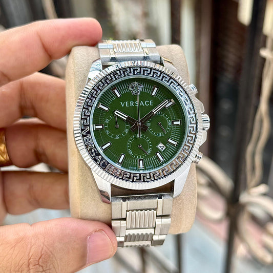 Silver Green Metal Watch