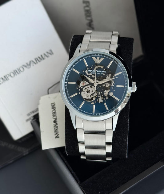Silver Blue Automatic Watch