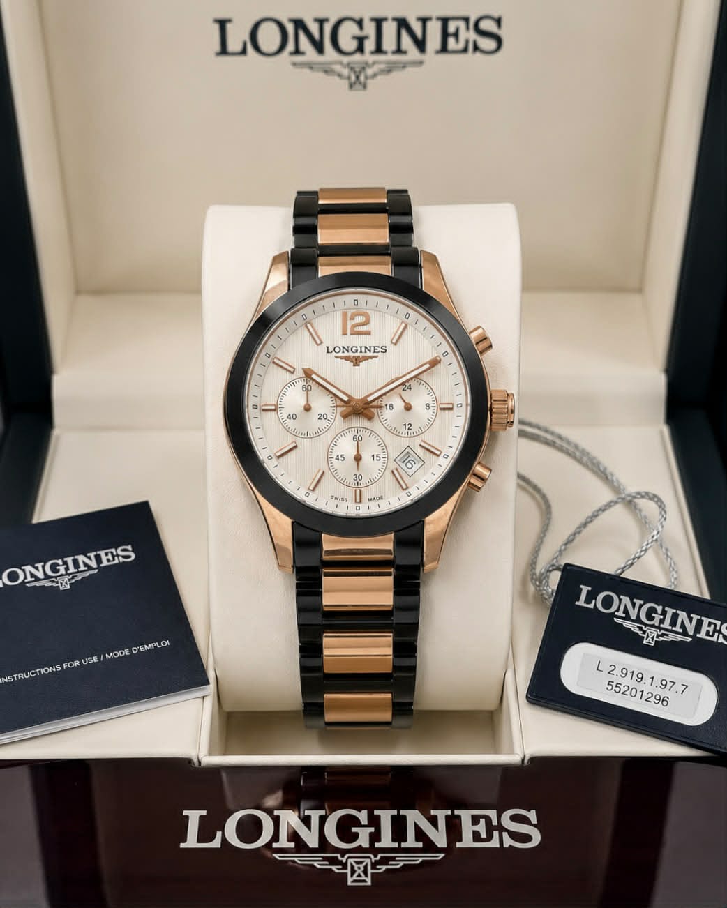 RoseGold Black White Metal Watch
