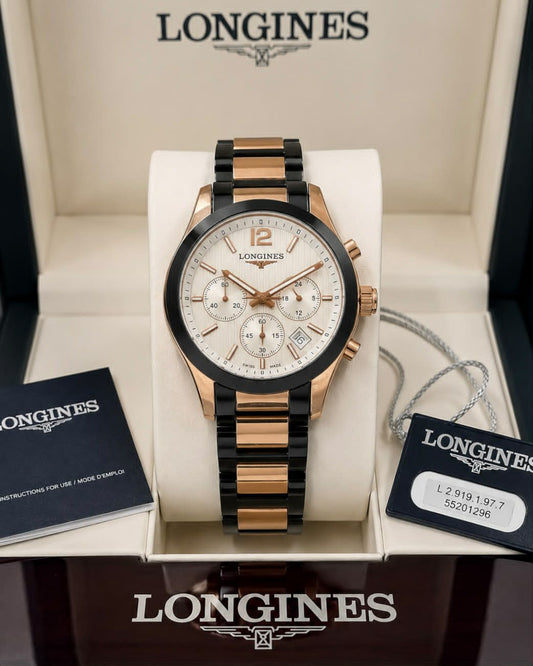RoseGold Black White Metal Watch