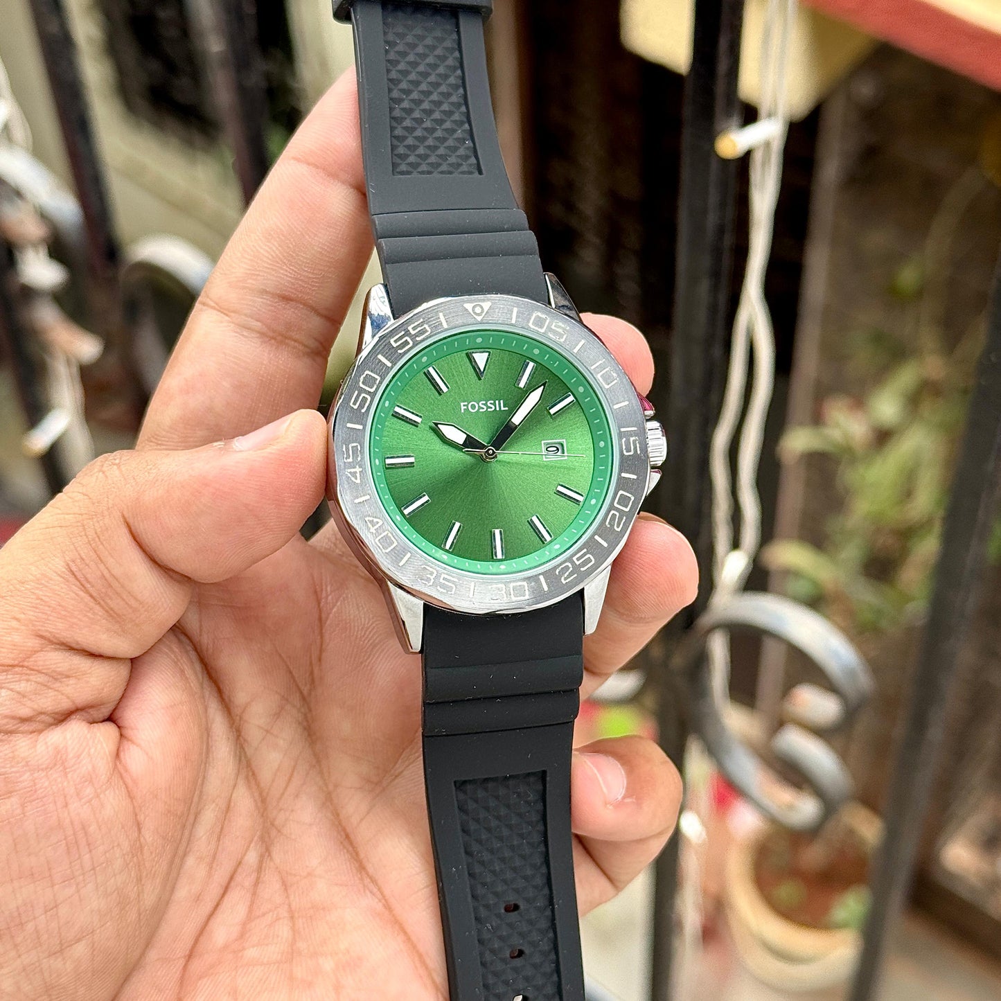 Black Green Fiber Watch