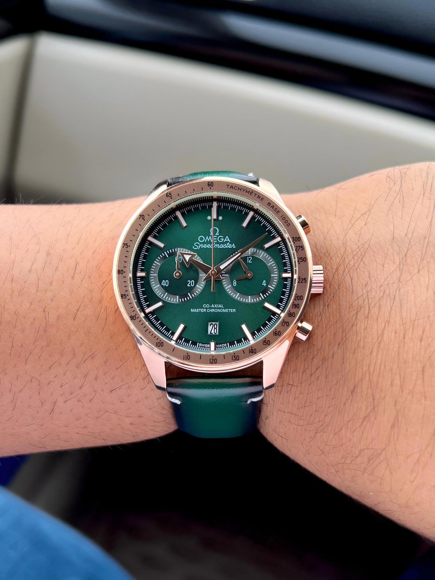 Green RoseGold Chronograph Watch