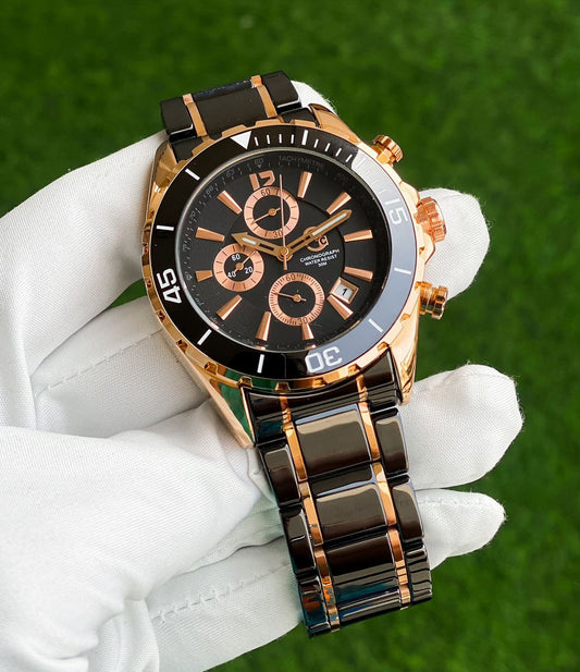 Black Rose Gold Chronograph Watch