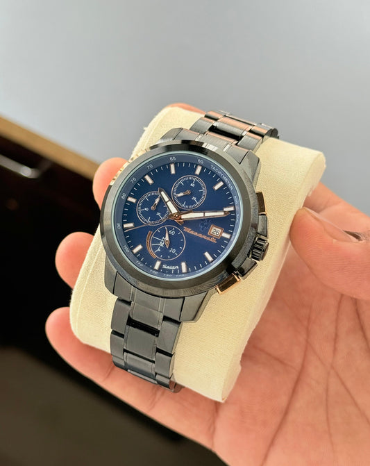 Black Blue Metal Watch