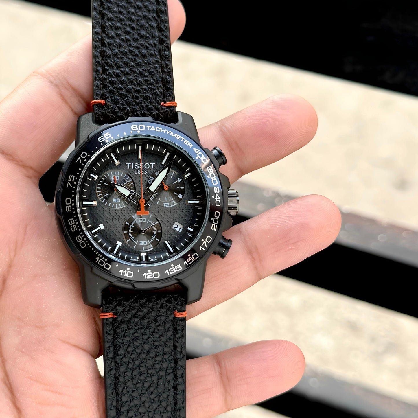 Full Black Leather Watch