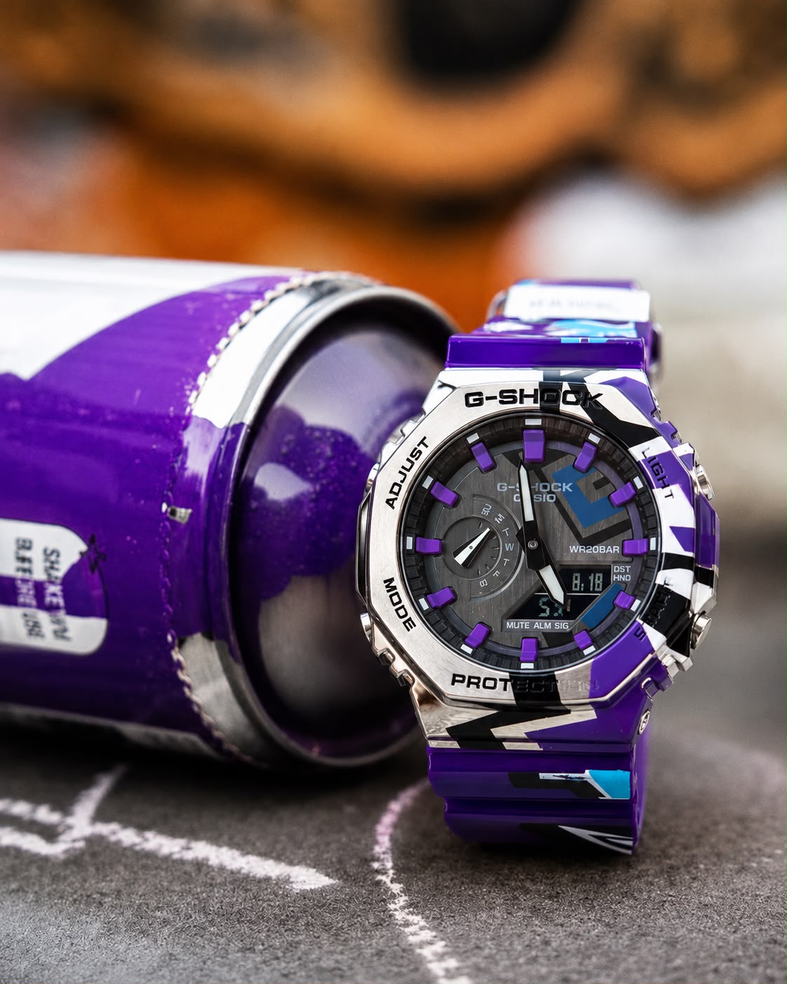 Purple White Digital Analog Watch