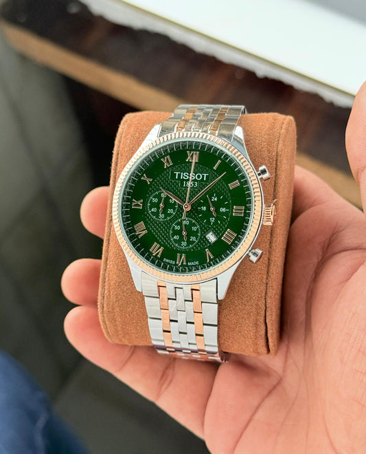 Silver Green Chronograph Watch