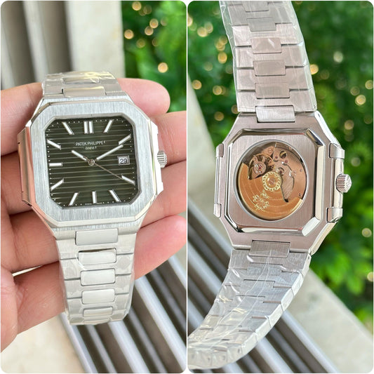 Silver Green Automatic Watch