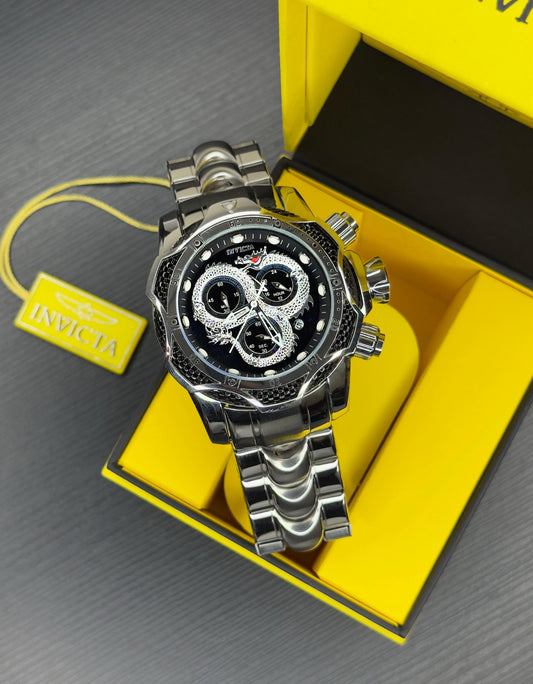 Silver Black Chronograph Watch