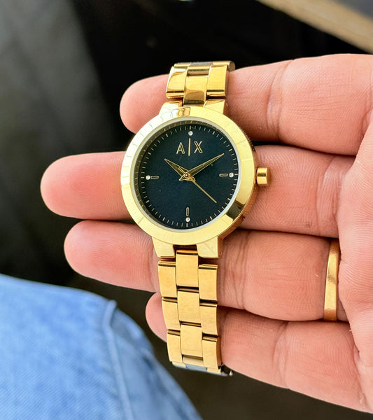 Gold Black Women's Metal Watch