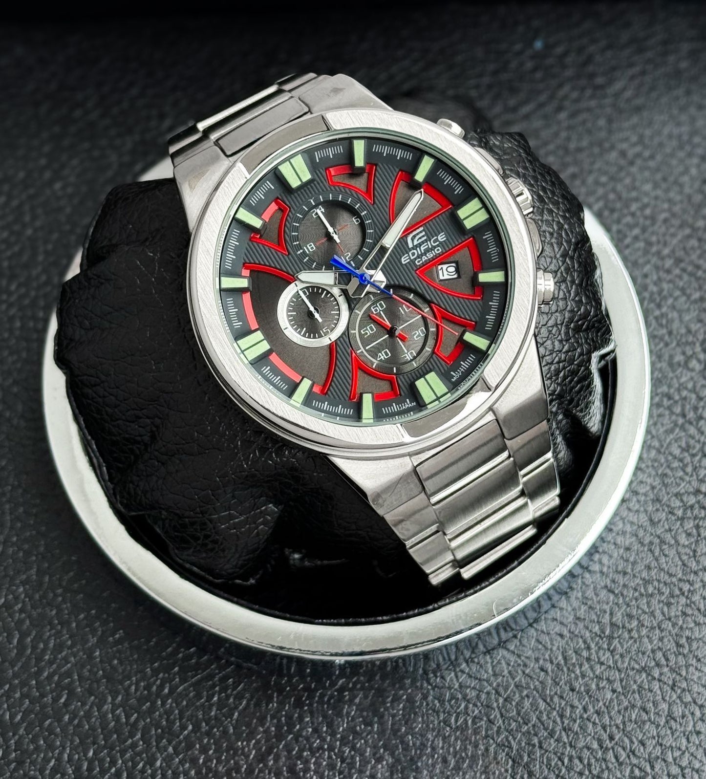 Silver Black Chronograph Watch