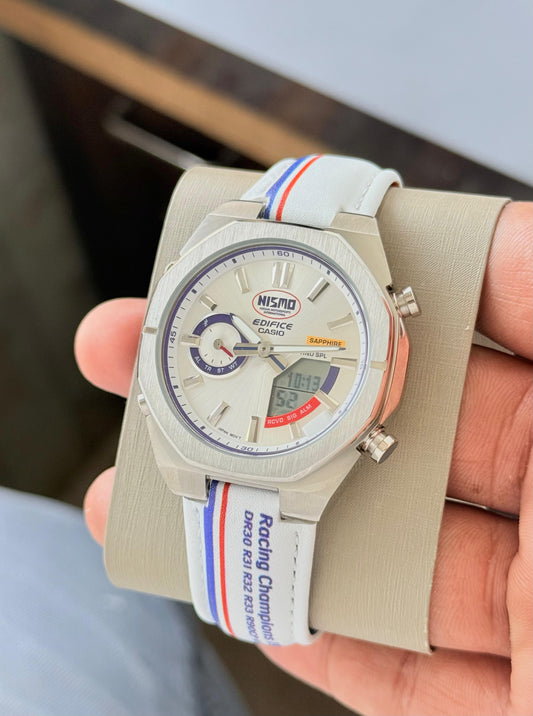 White Chronograph Digital Watch